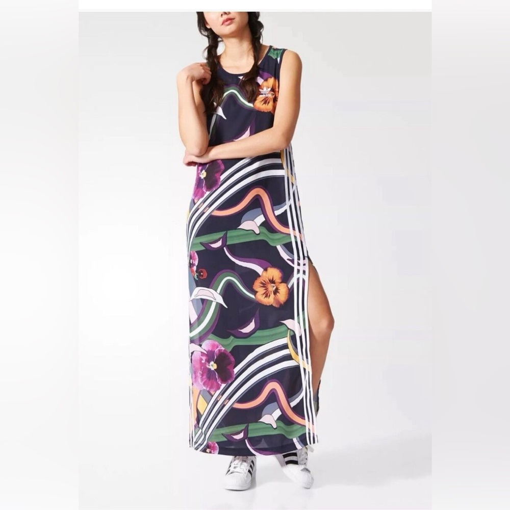 Adidas Original floral burst tank top long dress